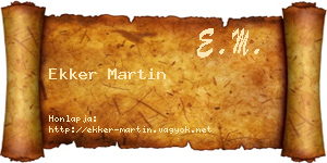 Ekker Martin névjegykártya